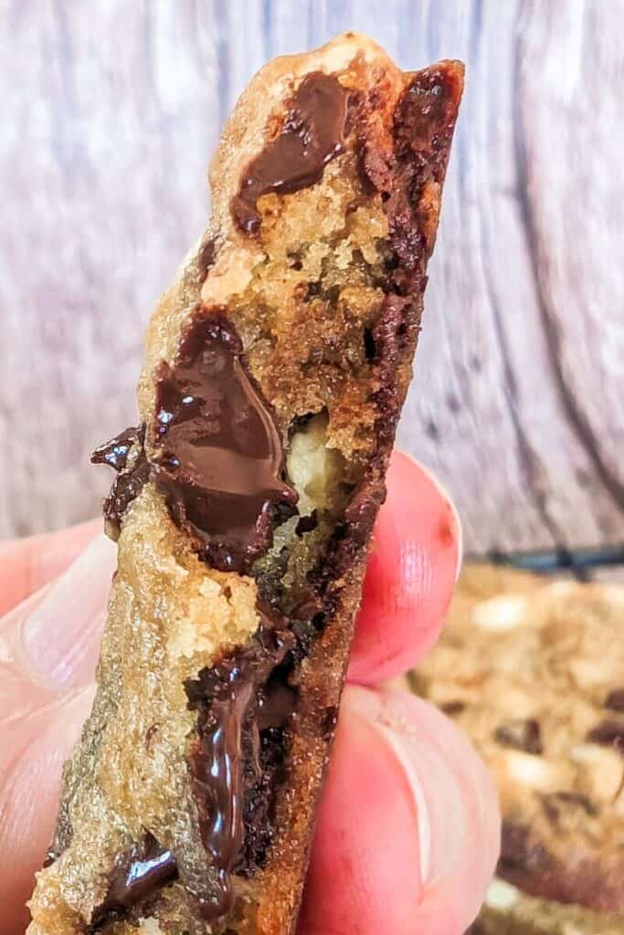 melty chocolate chip cookie inside