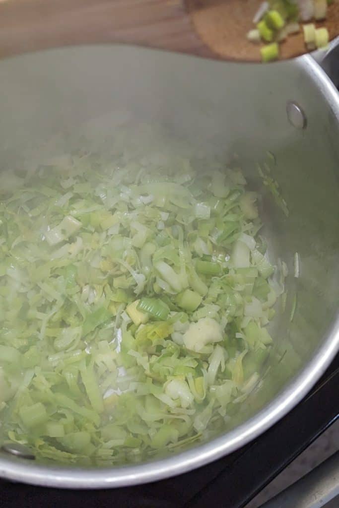 saute leeks and celery