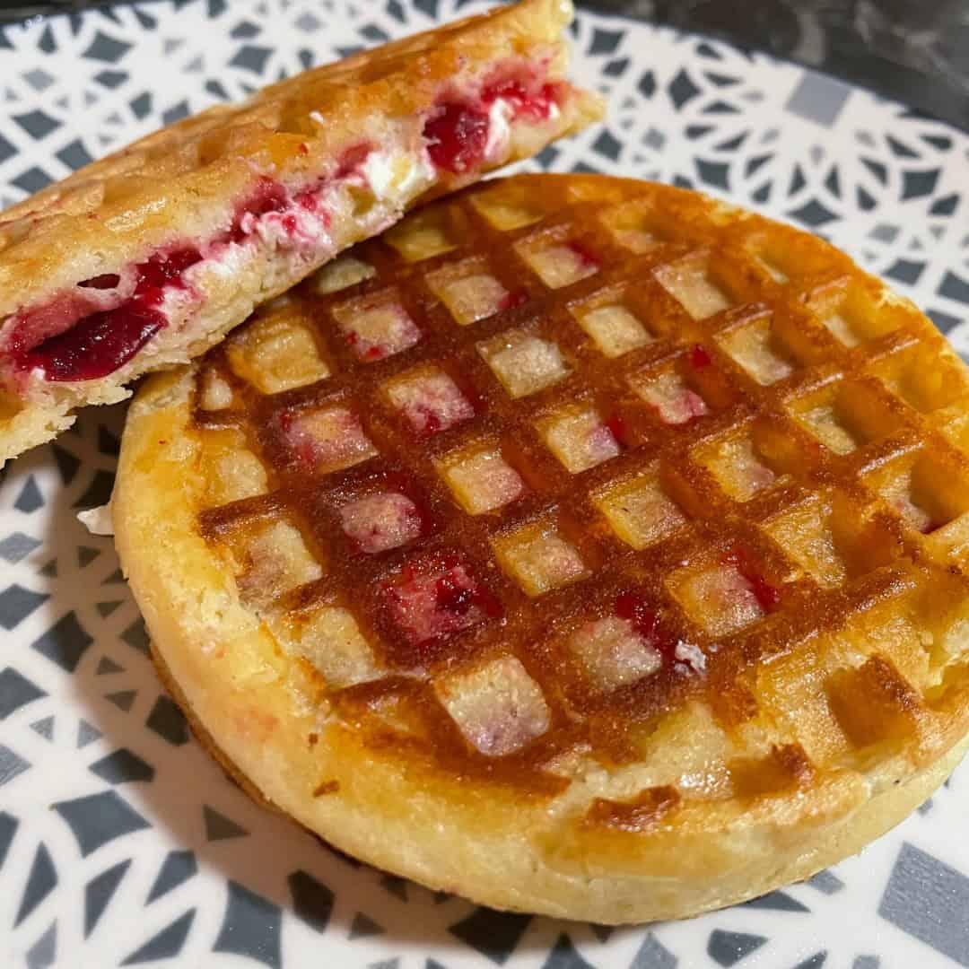 Easy Sweet Waffle Grilled CHeese Breakfast Sandwich