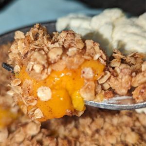 easy peach crisp mini cast iron skillet