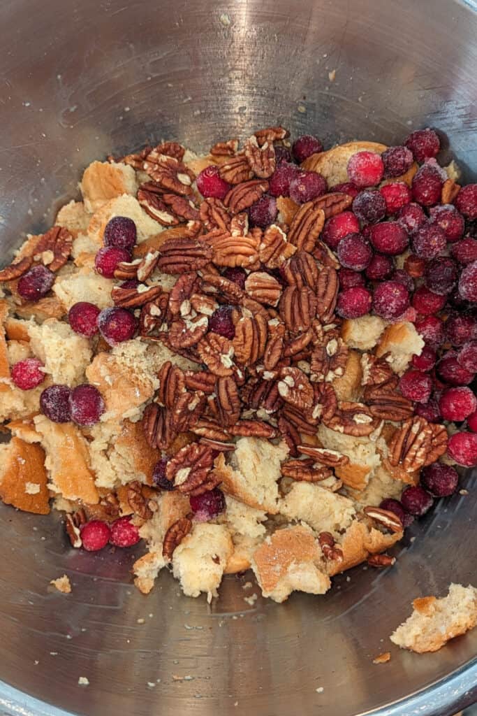 add pecan halves to bread mixture