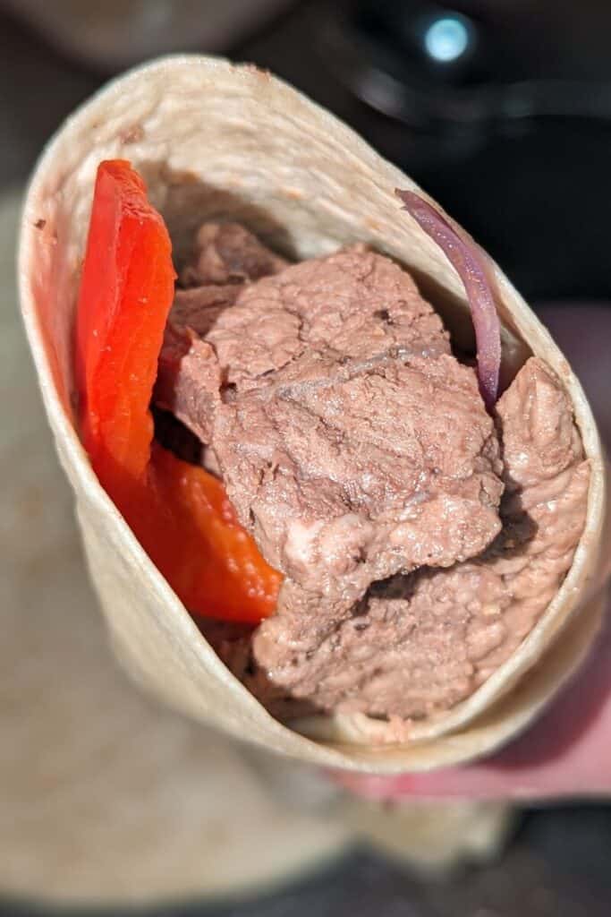 fill rolled wrap and eat