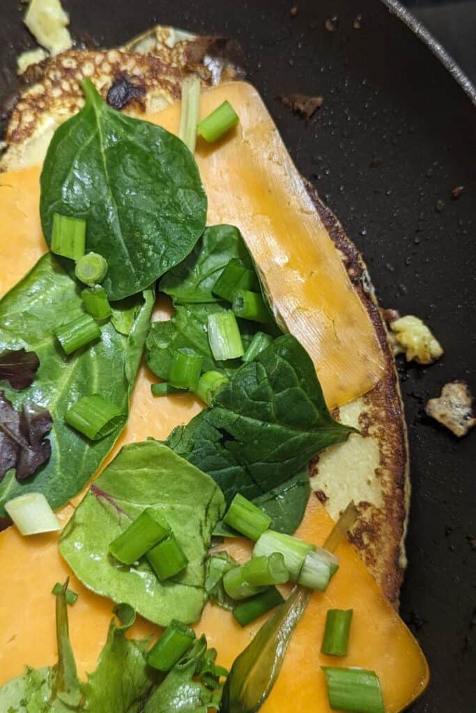 sprinkle with spring mix and green onions