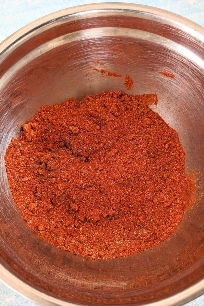 mixing the dry rub well