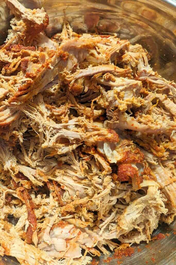 pull pork tenderloin and add to bowl