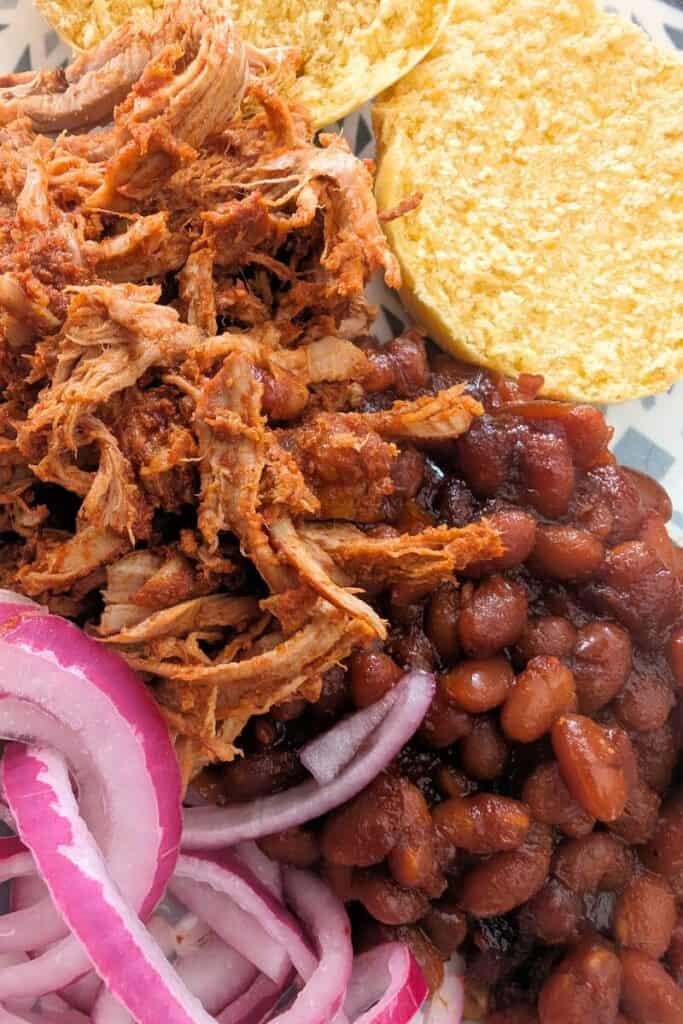 served pulled pork with sides