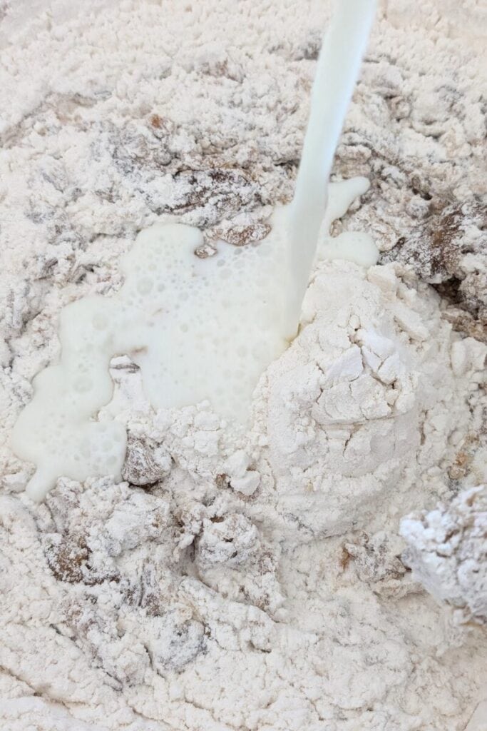 adding sour milk to cake batter