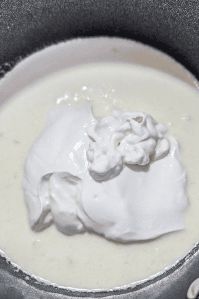 adding cream and sour cream