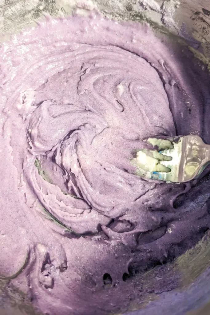 after mixing the taro into the cream cheese base