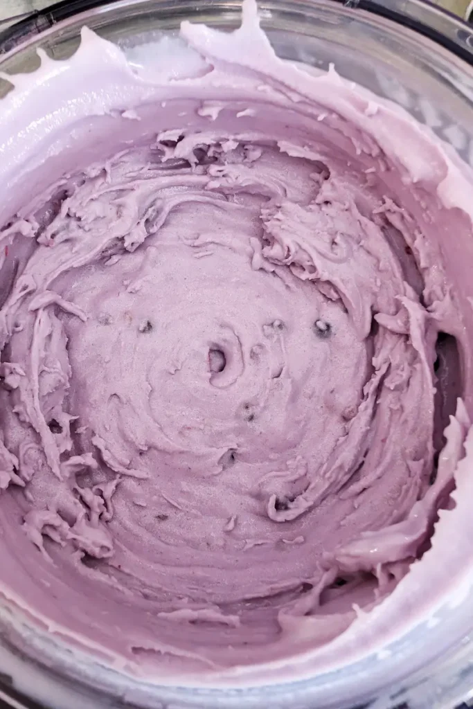 blended blackberry taro ice cream