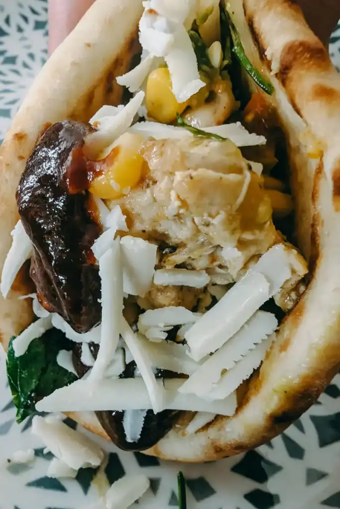 bbq chicken salad wrap with naan