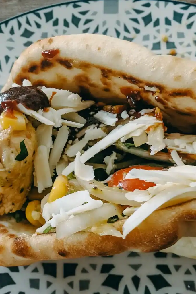 bbq chicken salad wrap with naan