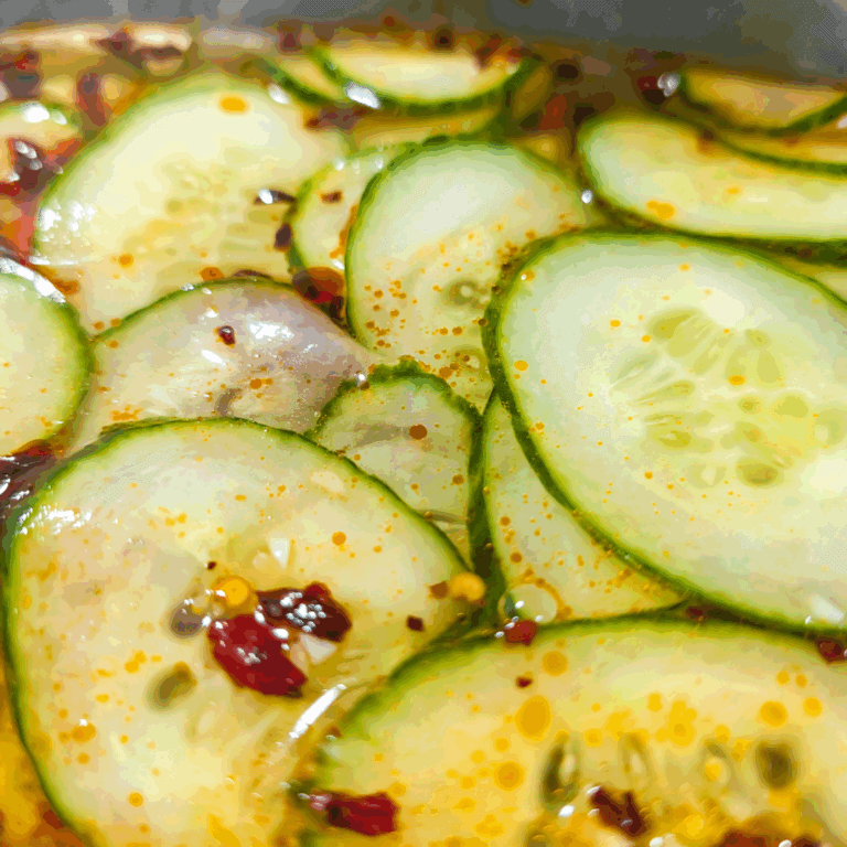 Fresh cucumber salad with spicy dressing, perfect for healthy summer recipes.
