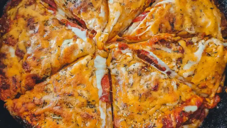 Cast Iron Pepperoni Pizza Tortilla Bake