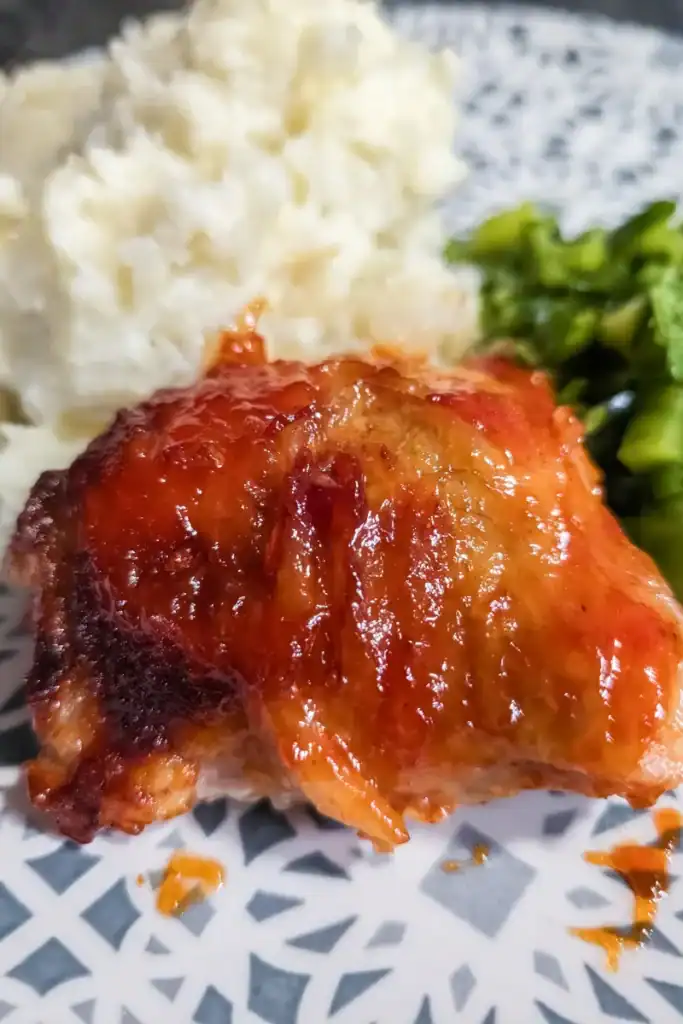 Honey Sriracha BBQ Sauced Air Fryer Chicken Thighs