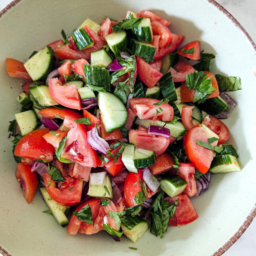 cucumber tomato salad with fresh basil
