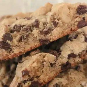 close up inside the chocolate chip cookies