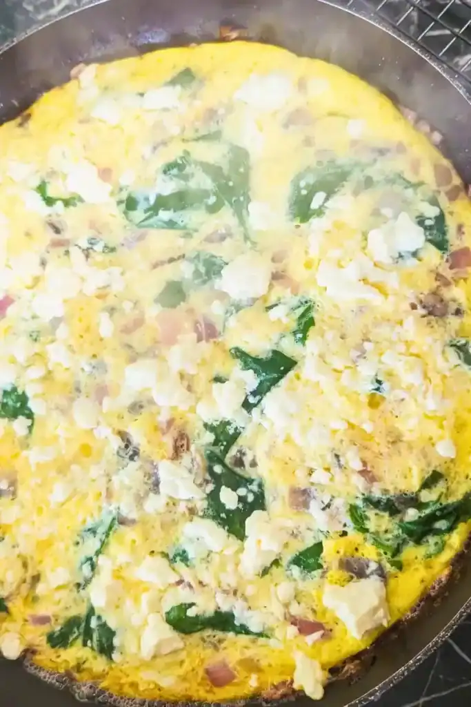 from above the cooked frittata