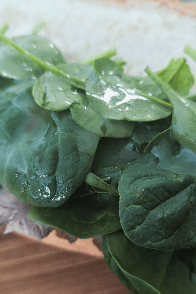 Fresh spinach leaves ideal for Subway-style roast beef sub sandwiches.