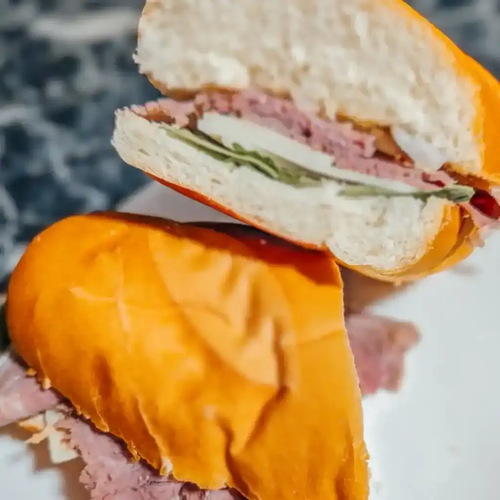 recipe card image of roast beef sub sandwich