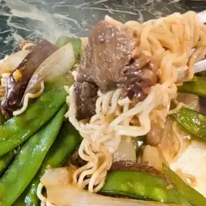 recipe card image of beef stir fry