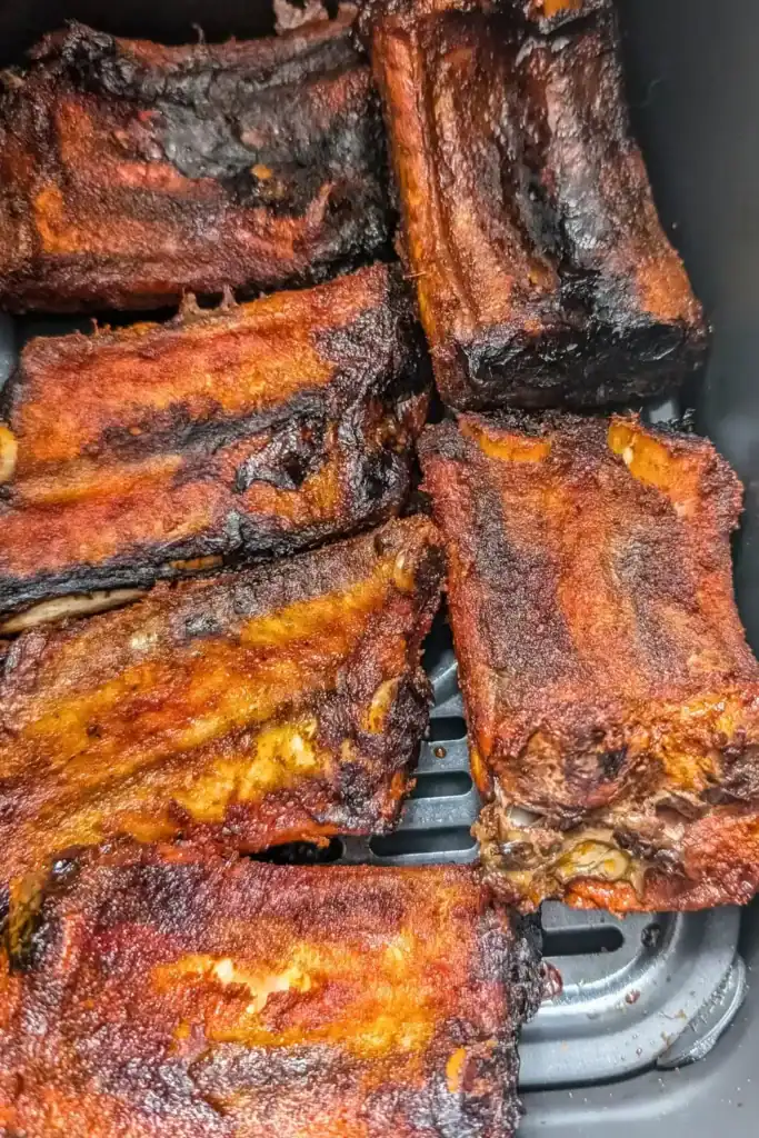 the slow cooked ribs in air fryer basket