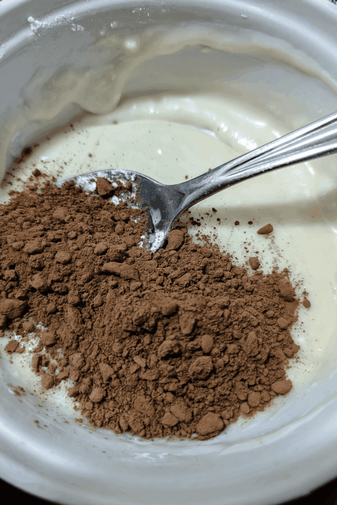 add cocoa powder to chocolate glaze