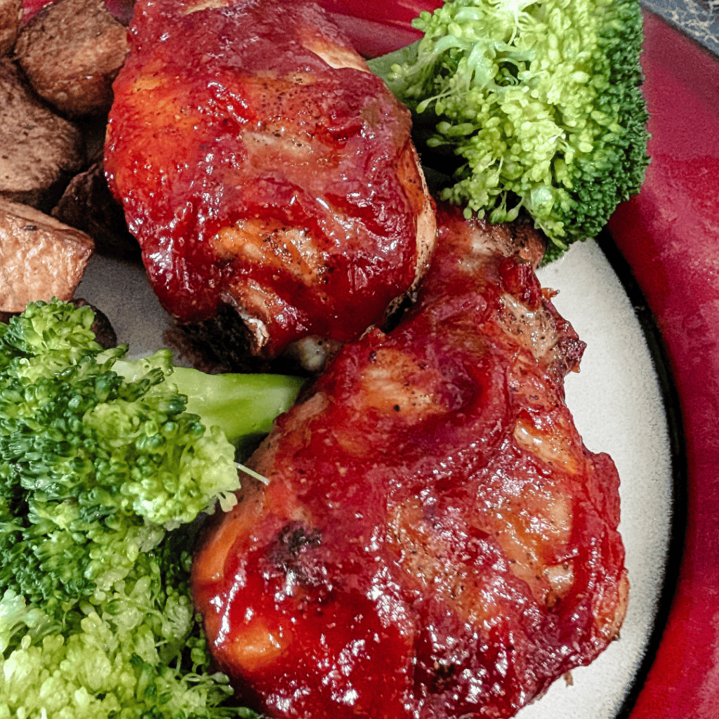 Delicious smoky BBQ chicken thighs glazed with sweet brown sugar sauce. Perfect for summer grilling.