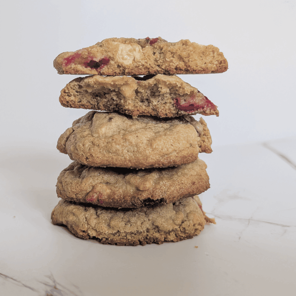 Cookies,stack of homemade cookies with mixed berries, dessert.