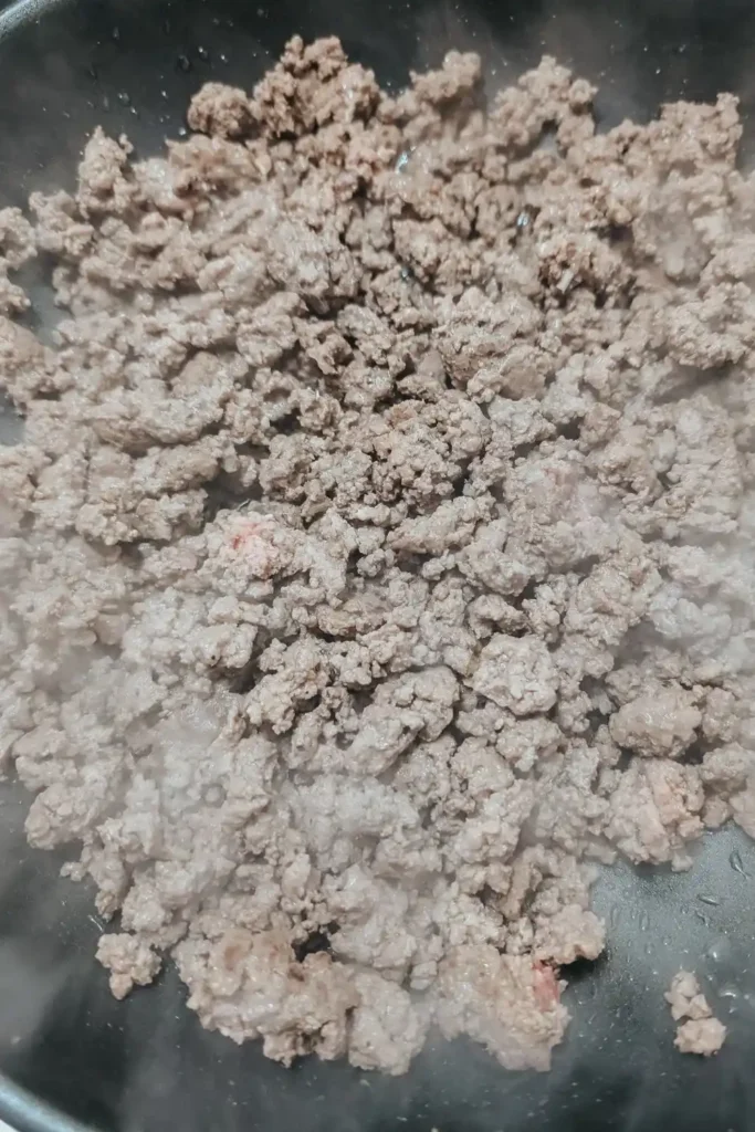 the way it should appear when fully browned-ground beef