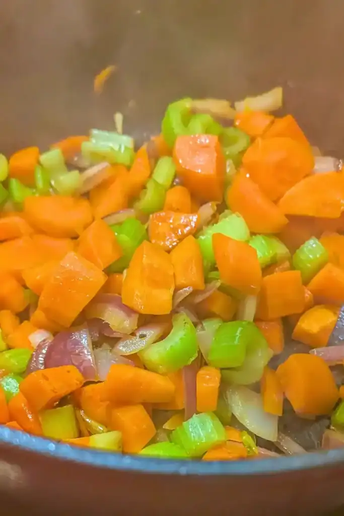 sauteing mirepoix in dutch oven