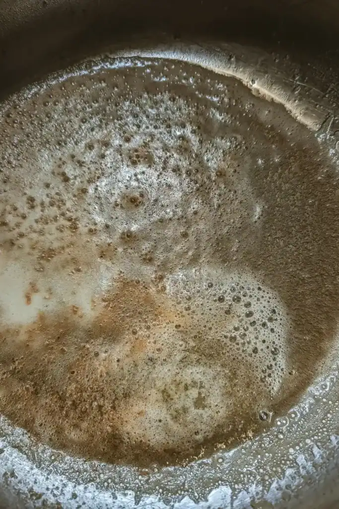 browning butter in saute pan