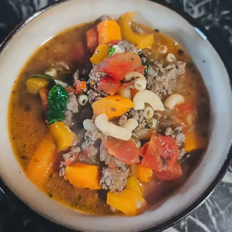 featured image of the hamburger soup with vegetables