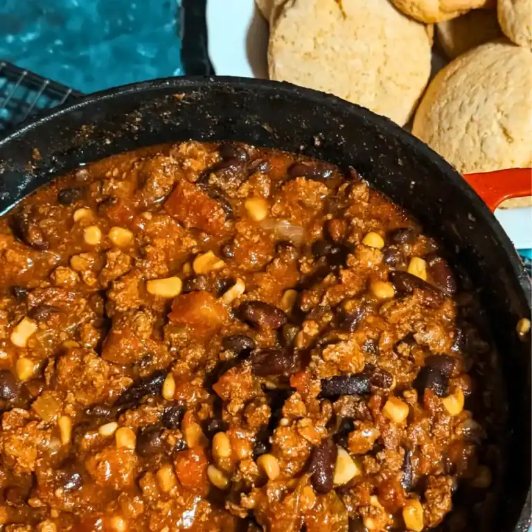 Dutch oven chili easy ground beef and bean recipe