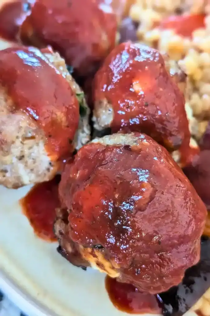 harissa sauce on turkey meatballs