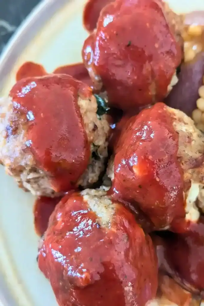 harissa sauce on turkey meatballs