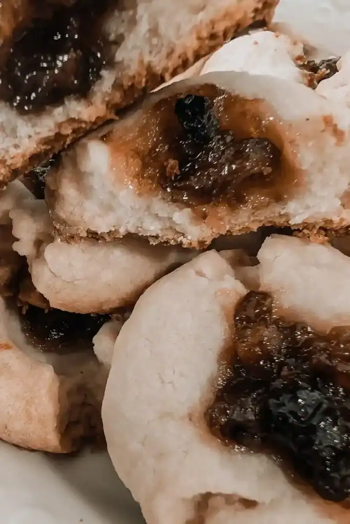 inside a butter thumbprint cookies with mincemeat
