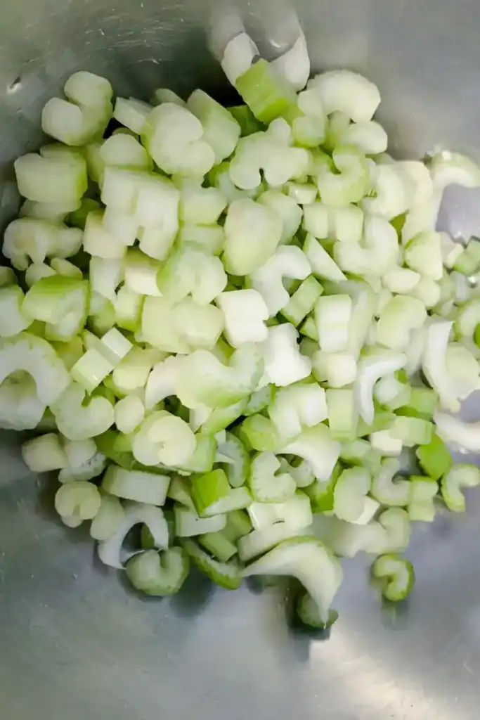adding celery to bowl