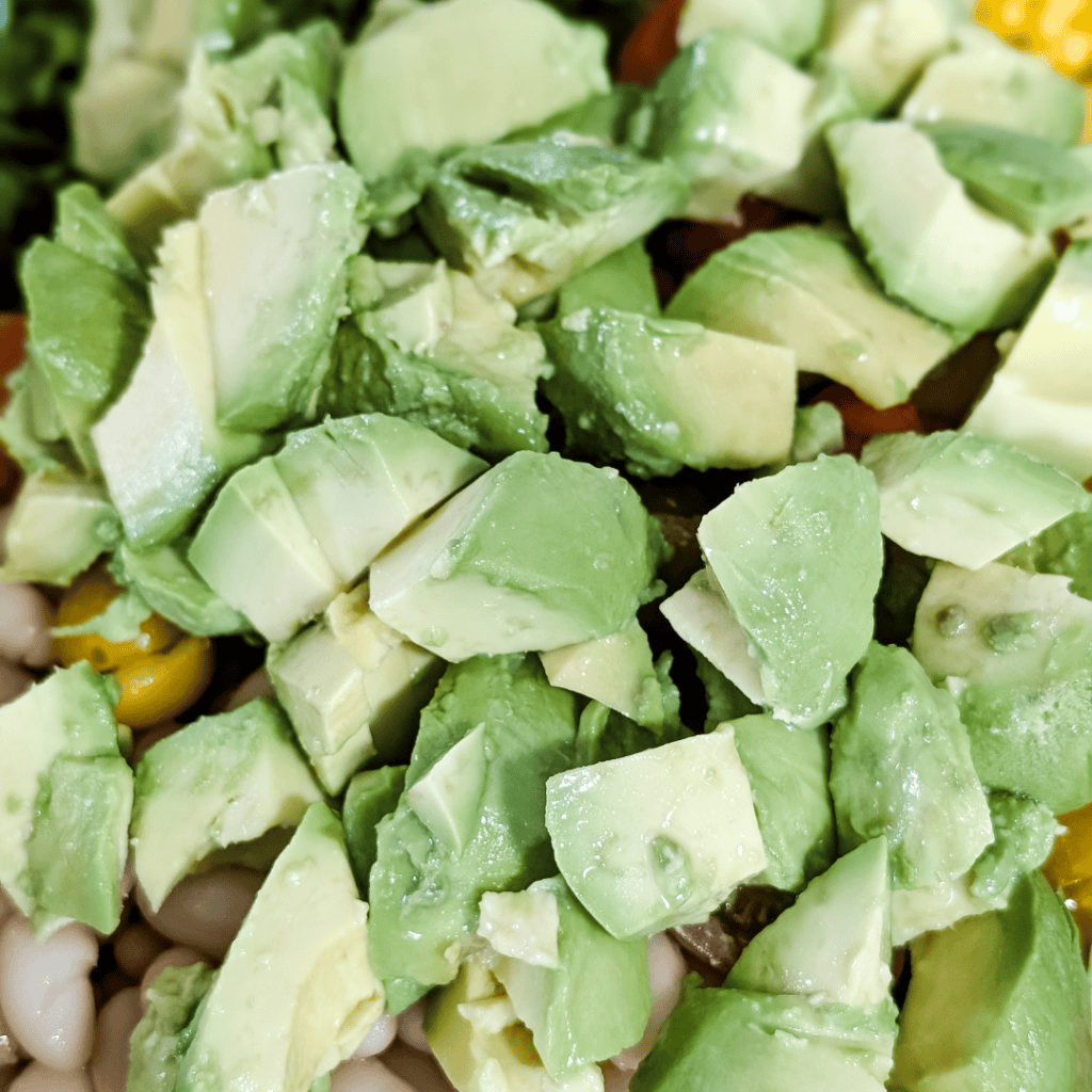 Avocado chunks ready for a healthy salad.
