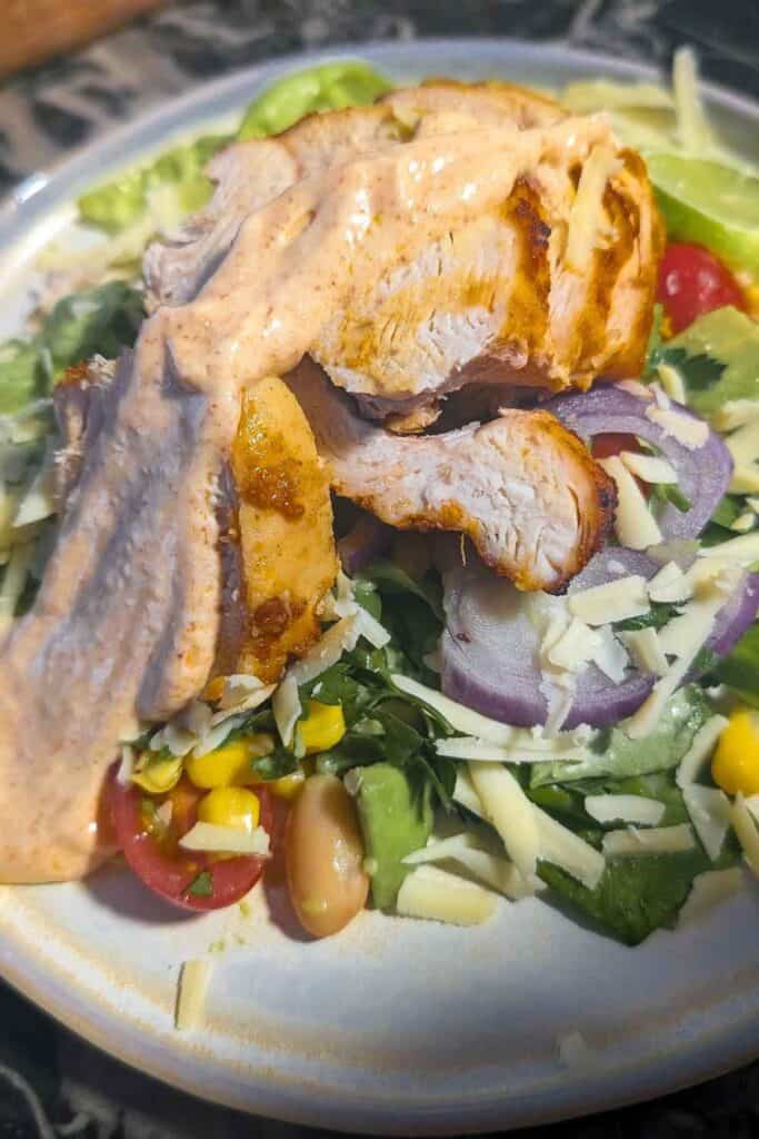 chicken on southwest chipotle salad