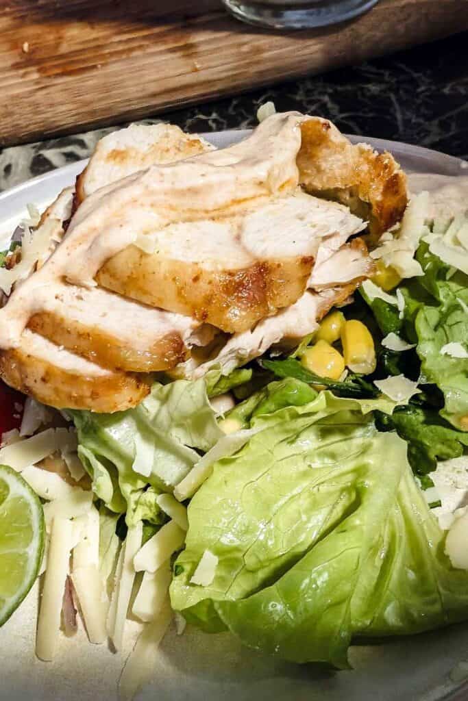 chicken on southwest chipotle salad