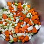 mixed vegetables in bowl for mirepoix