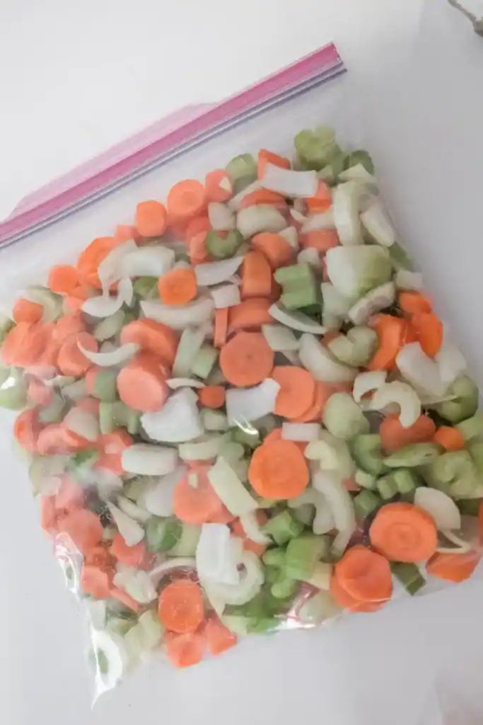 the finished bagged mirepoix mix