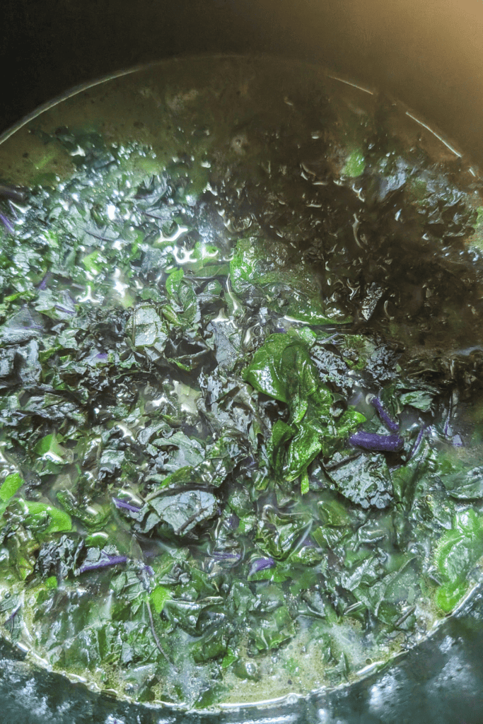 adding the black kale