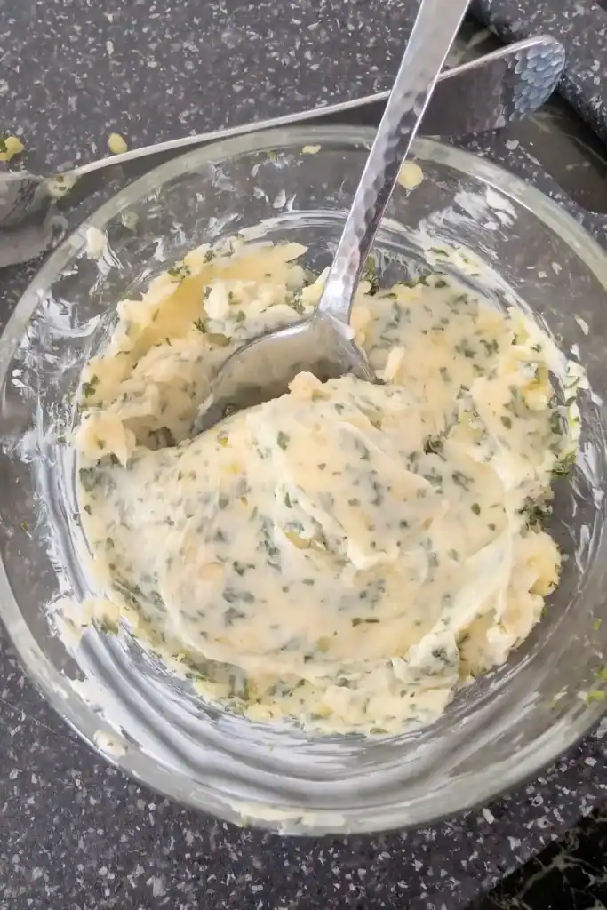 blended butter with garlic and herbs