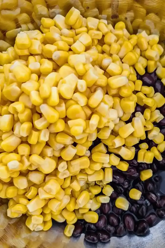 canned corn and black beans drained in bowl