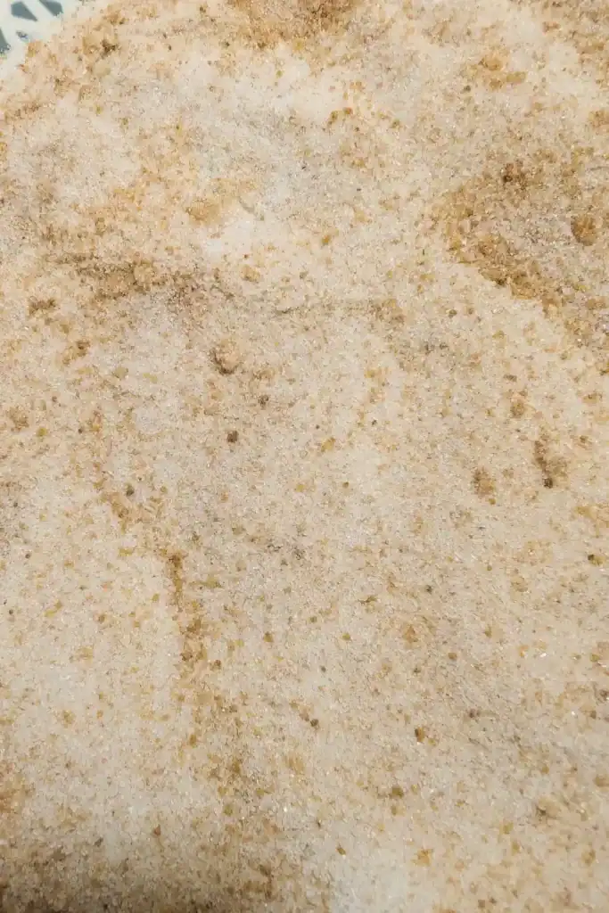 blended white sugar and chai spice on plate