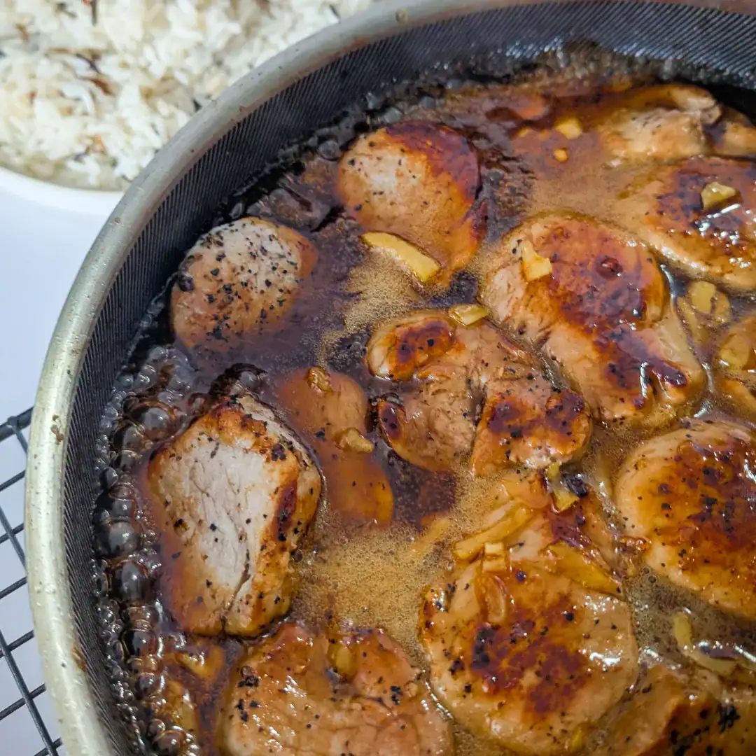 honey ginger garlic sauced pork tenderloin medallions