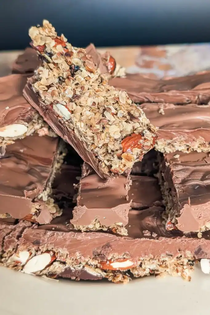 stacked on plate see the bottom of granola bar