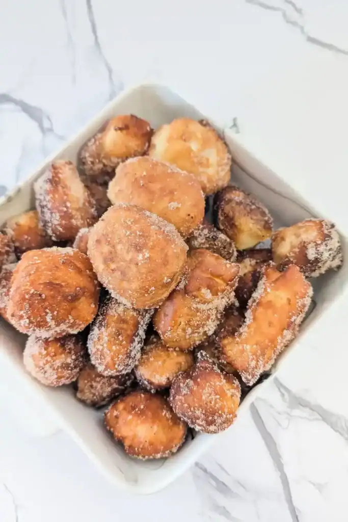 sugared donut holes with pizza dough